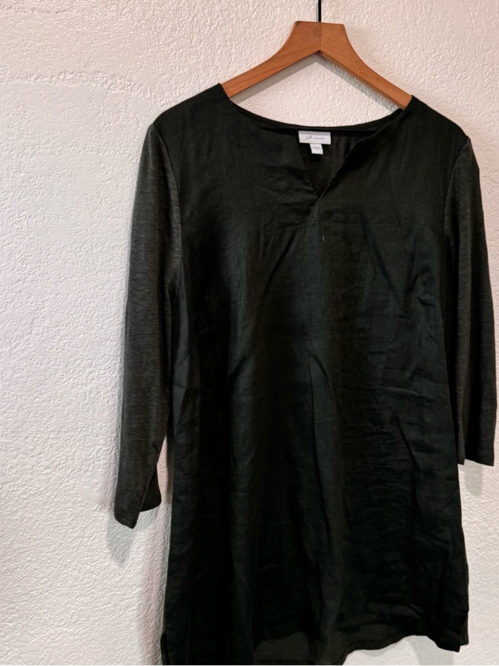 J Jill Love Linen Olive Green Tunic Top - Picture 3 of 7